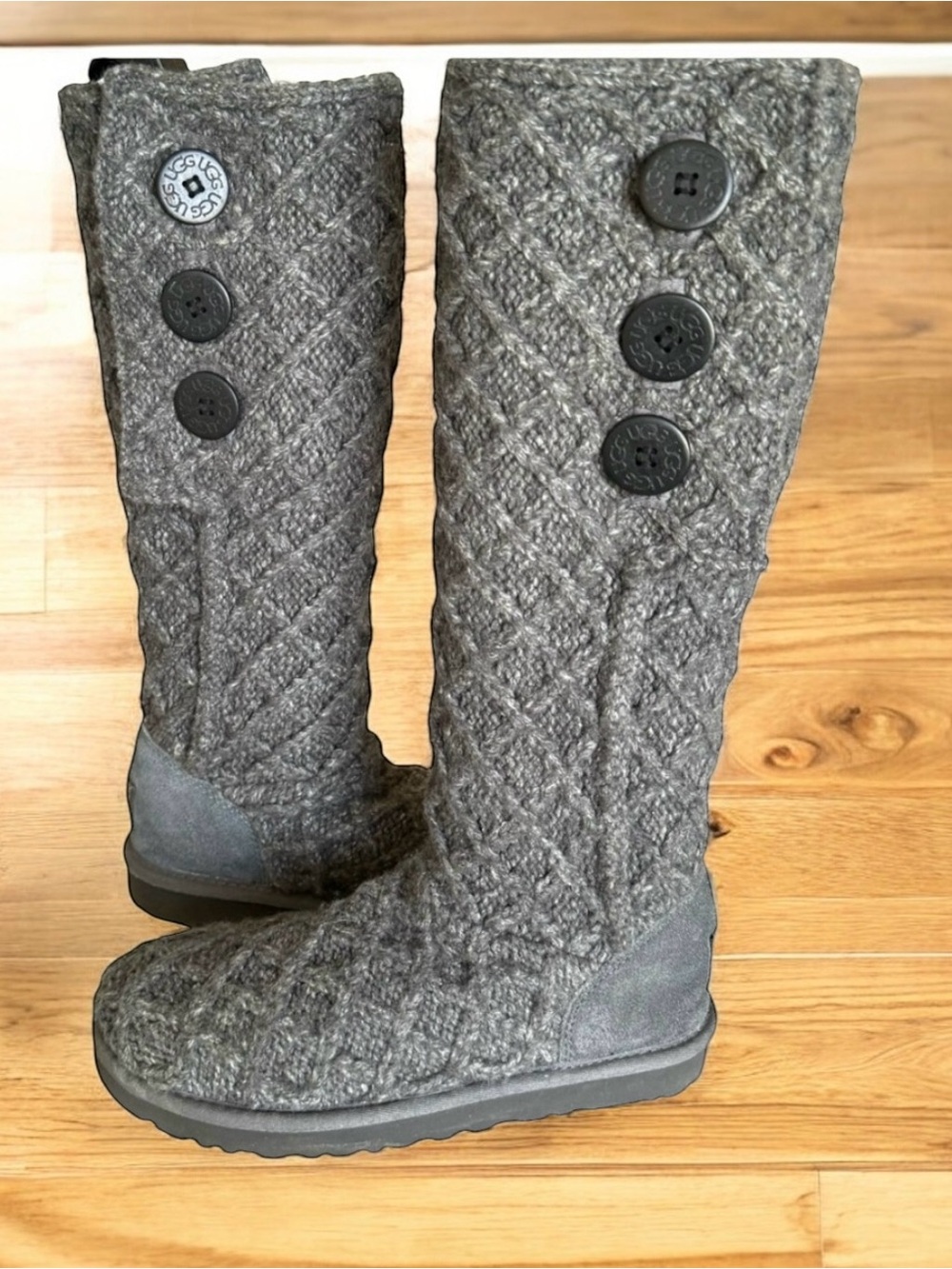 UGG Women’s Cardy Knit Boots Grey Tall Boots